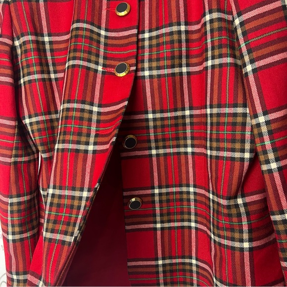 Jeremy Scott plaid red black green blazer buttons vintage Absolutely iconic - Picture 11 of 11